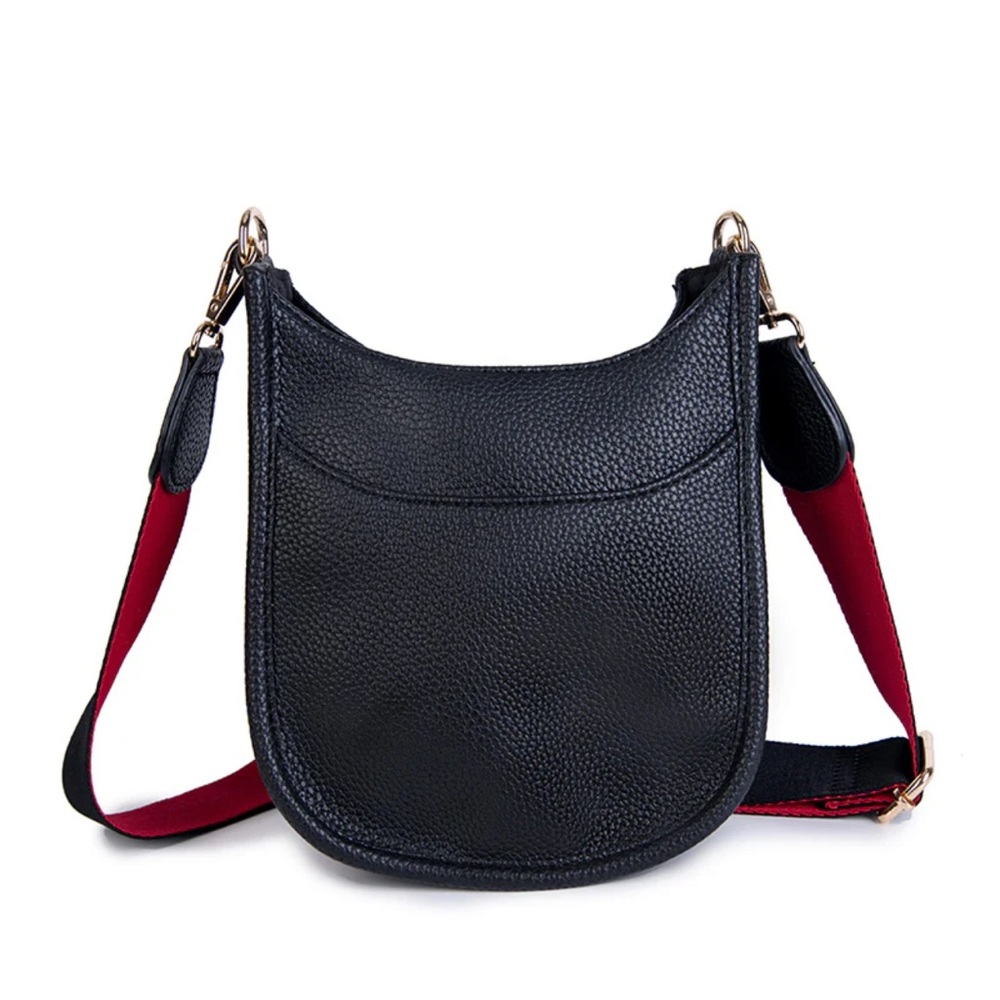 Black Vegan Leather Messenger Handbag